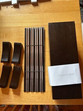 West Elm Dark Brown Chopstick Set with Block
